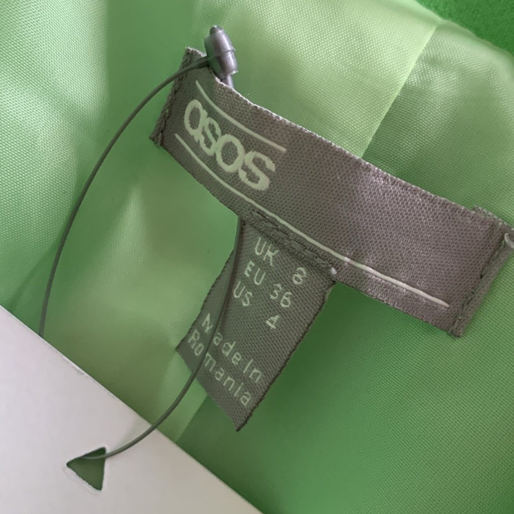 Asos Design wrap belted suit blazer‎ pop green neon size 4 double breasted new - Picture 4 of 15